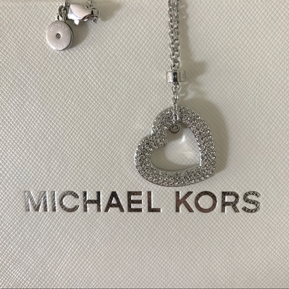 LAST 1 ⭐️ MK Pave heart silver tone Pendant - Picture 3 of 4
